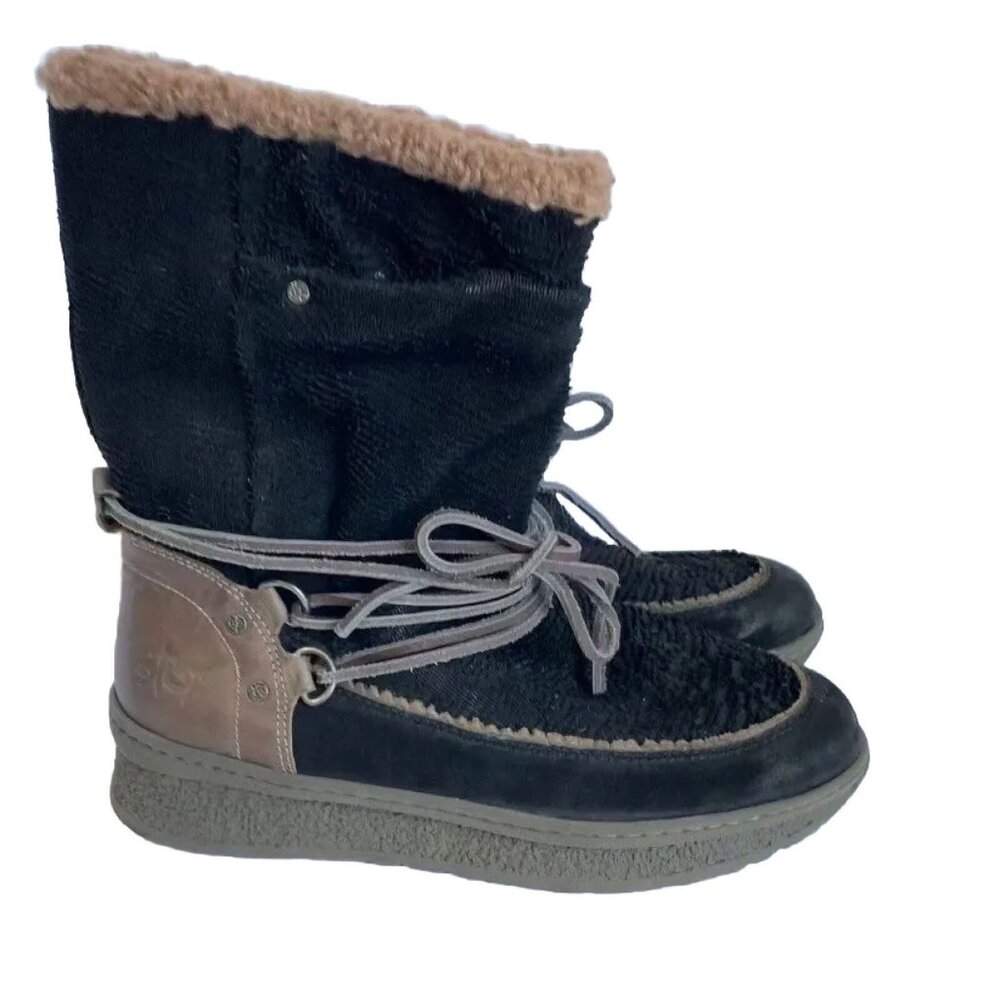 OTBT Slope Boot Women’s Black Suede Leather Faux Fur Lined Winter Snow Boot 8